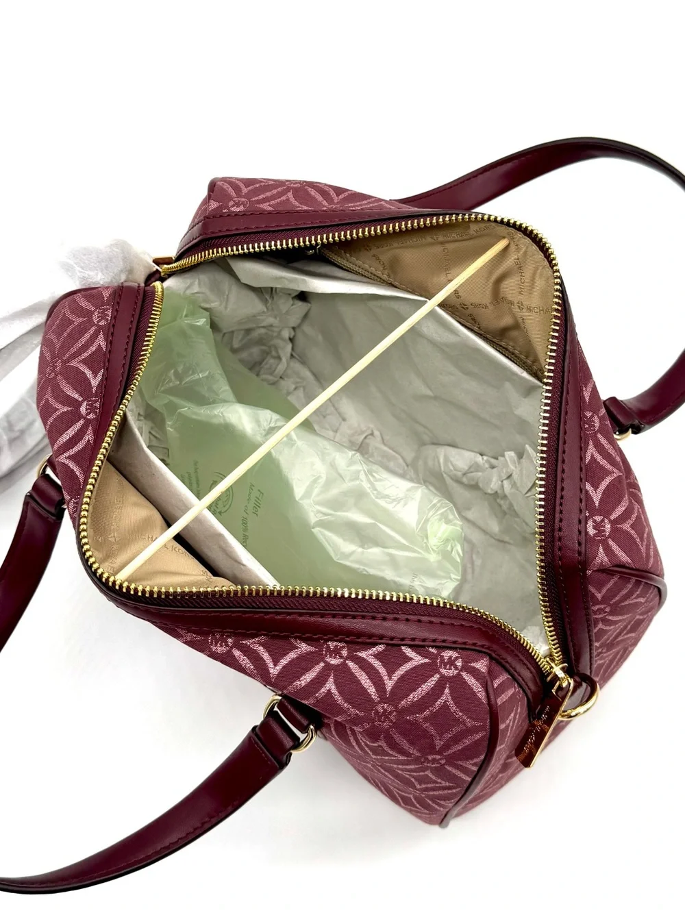 Michael Kors Medium Travel Duffle Satchel Bag Ox Blood Multi